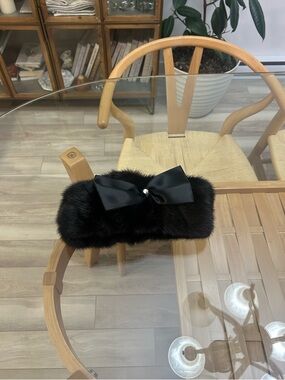 Authentic Fur Bandeau with Satin Bow